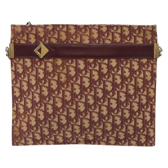 DIOR Trotter Canvas Shoulder Bag Red Gold - Picture 2 of 12